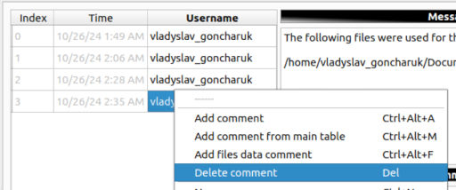 Screenshot of the delete coverage note item context menu item