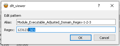 Screenshot of the adjusted pattern "Edit" dialog - regex adjusted