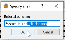 Screenshot of the "Specify alias" dialog