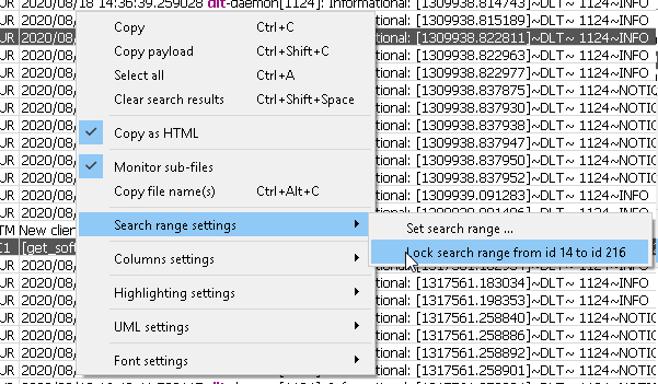 Screenshot of the "Lock search range" example, before being applied