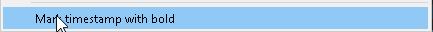 Screenshot of the "Mark timestamp with bold" context-menu item
