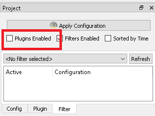 Screenshot of the "plugins enabled" dlt-viewer's option